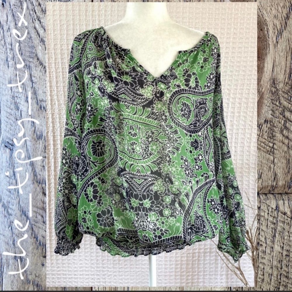 Liz Claiborne Green Boho Top 2X